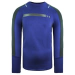 Under Armour HeatGear Fitted Top Long Sleeve Navy Mens Training Top 1306386 574 - Black/Blue Nylon - Size Medium