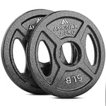 Amonax Cast Iron Weight Plates Set, 2.5kg, 5kg, 10kg Dumbbell Plates for 2 Inch Olympic Weight Plates Bars, Metal Barbell Plates for Weight Lifting Hip Thrust, Steel Weight Plates for Home Gym