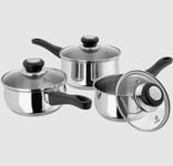 Judge Vista 3 Piece Saucepan Set 14/16/18cm Suitable for Gas, Halogen, Ceramic