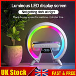 RGB Alarm Clock Wireless Phone Charger Bluetooth Speaker LED Lamp Night Light