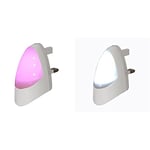 Long Life Lamp Company Pink Automatic Energy Saving Dusk 2 Dawn LED Night Light, 0.4 Watts with Automatic LED Night Light Dusk 2 Dawn LED Sensitive, White, Plug in