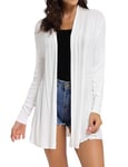 Sykooria Cardigan Longue légere Loose-Fit pour Femme Cardigan confortable en tricot avec briquet, Blanc, L