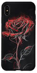 Coque pour iPhone XS Max Motif croquis de rose rouge, art floral, fleur unique