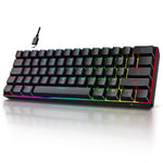 KOORUI Gaming Keyboards, 60% Mechanical Keyboard 26 RGB Backlit Wired UK Layout 61 Keys with Red Switch Keyboards for Windows MacOS Linux