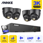 Annke - 5MP kit de videosurveillance 4 camera infrarouge intelligente double lumiere vision nocturne kit camera surveillance 2TB