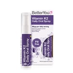 BetterYou Vitamin K2 Daily Oral Spray, Pill-free K2 Supplement, Supports Normal Bone Health and Blood Clotting, 2-month Supply, Made in the UK, Natural Peppermint Flavour