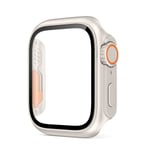 Härdat glas skyddande skal för Apple Watch 8 7 45mm 41mm Anti-drop Anti-scratch klockfodral för Iwatch 6 5 4 Se 44mm 40mm Starlight color 44mm