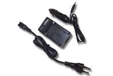vhbw Chargeur compatible avec Panasonic Lumix DMC-TS4D, DMC-TS4K, DMC-TS4S caméra caméscope action-cam - Station + câble de voiture, témoin de charge