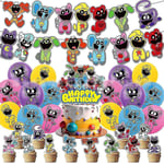 Smiling Critters Barnkalas Dekorationer Skräckspel Tema Ballonger Banner Tårta Cupcake Toppers Dekorationsset