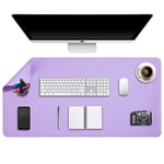 DOBAOJIA Sous-Main Bureau, Tapis de Bureau, Tapis de Clavier et Souris, Tapis de Portable, Pad Écriture, Mouse Pad XXL, pour Bureau/Maison/Gaming, Double Face en Cuir PU 90 x 43cm (Violet/Violet)