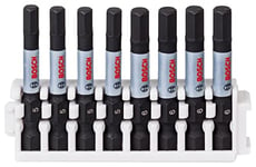 Bosch Professional 8pcs. Screwdriver Bit Set Hex (Impact Control, 8 x PZ2 Bits, Length 50mm, Pick and Click, Accessory Impact Drill)