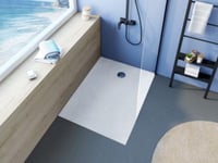 Receveur de douche acrylique blanc mat texturé l.80 x L.140 cm, Allibert Bath & Design Mara