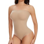 Joyshaper Body Sculptant Femme Tanga sans Bretelles Thong Shapewear Bodysuit Body Gainant Ventre Plat Gaine Amincissant Beige M