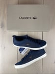 Lacoste Lerond Men's Classic Designer Leather Fleece Fashion Trainers Black UK 7