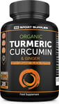 Organic Turmeric Capsules High Strength & Black Pepper with Active Curcumin 120c