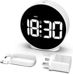 CHEREEKI Alarm Clock Digital Travel Clocks Bedside Battery Mains White 