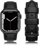 Tuocal Genuine Leather Strap Compatible with Apple Watch 38mm 40mm 41mm for Men Women, Vintage Leather Straps Compatible with Apple Watch Series 8 7 6 5 4 3 2 1 SE Sport Edition, Classic black