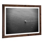 Big Box Art Framed Print of Sailboat Alone in The Sea Design | Wall Art Picture | Home Decor for Kitchen, Living, Dining Room, Bedroom, Hallway, Office, Walnut, A2 / 24.5x18 Inch / 62x45cm