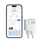 Meross Prise Connectée (Type E), 16A Prise WiFi Mini Compatible avec Alexa, Google Home et SmartThings, Prise Intelligente avec Mesure de Consommation d'Énergie pour Panneau Solaire Photovoltaïque