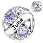 June Birthstone Charm for Pandora Charm Bracelet Heart Charm