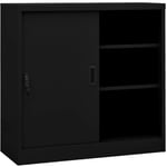 Bonnevie - Armoire de bureau Meuble de Rangement - Style Contemporain avec porte coulissante Noir 90x40x90 cm Acier BV491191