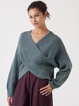 HUSH Betty Criss Cross Wool Rich Jumper, Dark Green