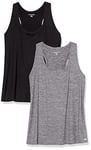 Amazon Essentials Women's Tech Stretch Racerback Tank Top (Available in Plus Size), Pack of 2, Black/Dark Grey Space Dye, XL