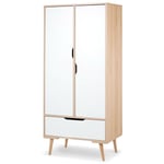 SOFIE Armoire penderie avec tiroir pour chambre bébé enfant Blanc / Bois