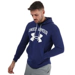 Under Armour Mens UA Rival Terry Big Logo Hoody in Blue Cotton - Size X-Small