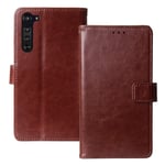 Lankashi Book Stand Premium Retro Business Flip Leather Protector TPU Silicone Case For Motorola Moto Edge 6.7" Cover Etui Wallet (Brown)