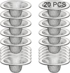 20 kpl Pieni tyhjennysverkkokori, 2,125 tuuman kylpyhuoneen pesualtaan siiviläverkko verkkoaltaan pesualtaan siivilä Hiustensieppaaja tyhjennyssuodattimen suojus kylpyammeen wc-autoon