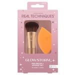 Real Techniques Glowstorm Mini Brush + Sponge Kit, 2 Piece Limited Edition Gift Set