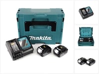 Makita virtalähdesarja Li 18V 2x BL1850B akulla 5.0Ah + DC18RC laturi + Makpac