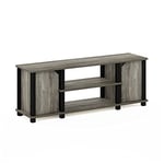 Furinno Stand, TV Unit, Entertainment Center with Shelves and Storage, Engineered Wood, French Oak/Black, 111.3(W) x 40.6(H) x 29.7(D) cm