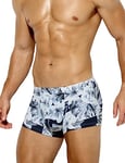 Casey Kevin Men's Sexy Ice Silk Underwear Low Rise Print Breathable Boxer Briefs Microfibre Trunk Stretch Boxer Shorts, B3-floral-AK3021, M