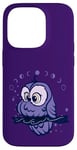 iPhone 14 Pro Cute Lilac Owl Moon Galaxy Cartoon Owl Case