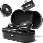 Boya OMIC USB C Wireless Microphone for Android, 18H Battery Life, Dual Clip on