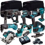 Makita 18V LXT 8 Piece Combo Tool Kit 3 x 5Ah Battery Charger & Bag MAKDEAL-53M