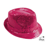 Chapeau à paillettes - Rose - Borsalino - Déguisement - Disco - Année 80 - Taill