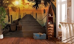 Komar 8-918 368 x 254 cm Treasure Island Mural Wallpaper - Orange (8-Piece)