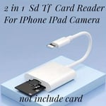 Adaptateur De Carte Mémoire Pour Iphone,Lecteur De Carte Pour Iphone 14,13,12,8 Broches Vers Sd,Tf,Appareil Photo,Convertisseur De Données,Câble De Données Otg - Type 2in1 Card