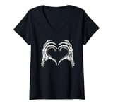 Womens Skeleton Hands Heart Shape Gothic Halloween Creepy V-Neck T-Shirt