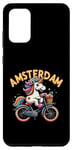 Coque pour Galaxy S20+ Amsterdam Netherland Vélo licorne pour filles et femmes arc-en-ciel