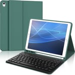 Ipad 9 Génération Coque Clavier,Ipad 10,2"" Étui Clavier,Coque Ipad 9 Génération Avec Clavier Pour Ipad 9/8a/7ème Génération,Smart Cover & Bluetooth Clavier Pour Ipad,Vert Foncé