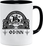 Jungle Mug Tasse viking nordique | Idée cadeau pour les hommes âgés, papa, grand-père, tasse à café, motif viking, tête de mort, chope à bière thors hammer (VIKING019)