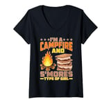 Womens I'm A Campfire And S'mores Type Of Girl Campsite Fun V-Neck T-Shirt