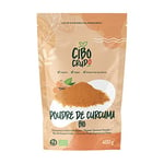 Curcuma Bio en Poudre - 400g. Racine de Curcuma Bio en Poudre Finement Moulue. Curcuma Poudre pour le Lait Doré Plats Exotiques et Soupes Épicées.