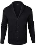 iClosam Cardigan en Tricot épais avec col châle pour Homme, Noir, L