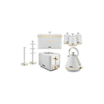 Tower Cavaletto Optic White Kitchen Set Kettle 2 Slice Toaster Breadbin