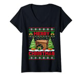 Womens Xmas Tree Ugly Style Santa Musical Marimba Christmas V-Neck T-Shirt